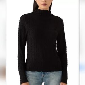 JASON WU Black Cable Knit Moc Neck Sweater Size S